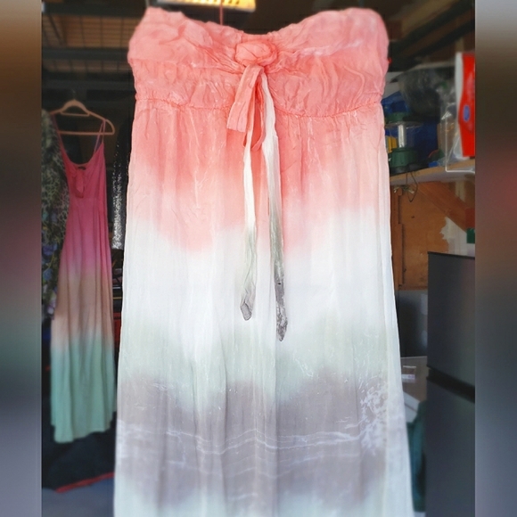 Scandal Dresses & Skirts - Silk Strapless TIE-DIE Maxi Dress